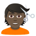 💇🏿 person getting haircut: dark skin tone display on JoyPixels